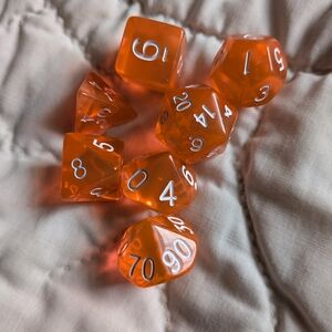 Chessex Peachy Orange Polyhedral Dice, 7 Die Set AD&D (DND) RPG New